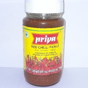 Priya Red Chilli Pickle in oil (without Garlic) 300 gm